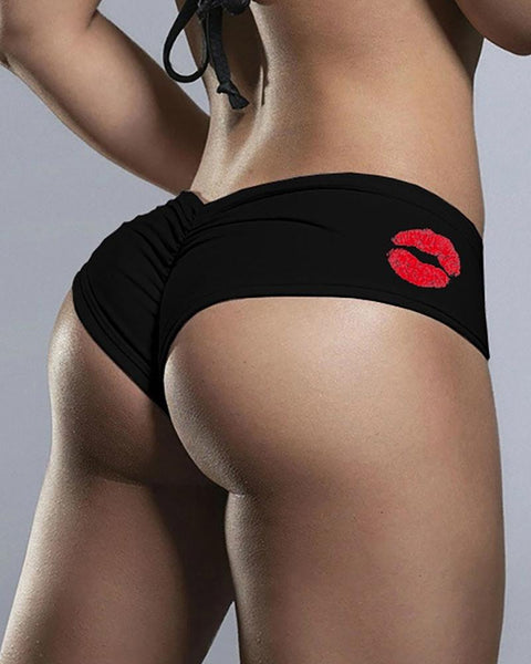 Lip Print Ruched Panty - girlyrose.com