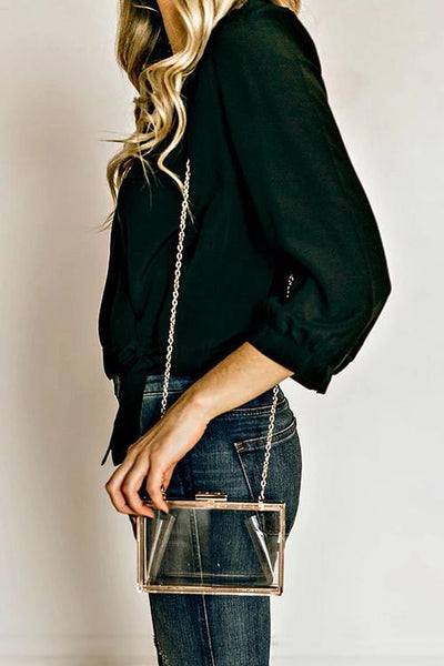 Feather Clear Square Crossbody Bag - girlyrose.com