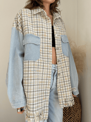 DOLLY FRINGE TASSEL DENIM SHACKET