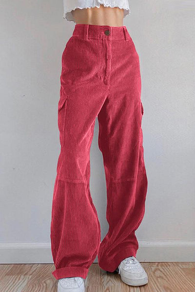 Pockets Corduroy Bell Pants - girlyrose.com