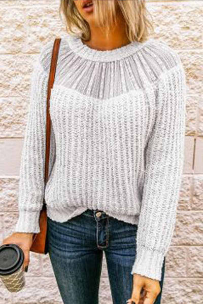 Lace Patchwork O Neck Sweater