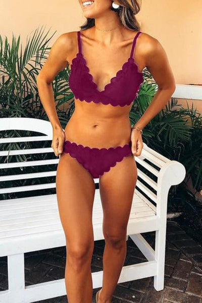 Solid Ruffles Bikini Set - girlyrose.com