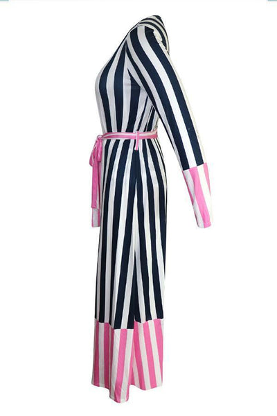 Stripe Color Block One-piece Swimwears - girlyrose.com
