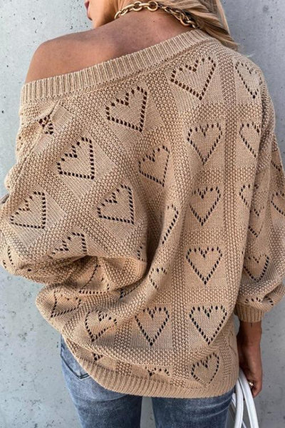 Heart Hollow V Neck Sweater