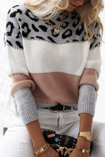 Leopard Color Block Sweater