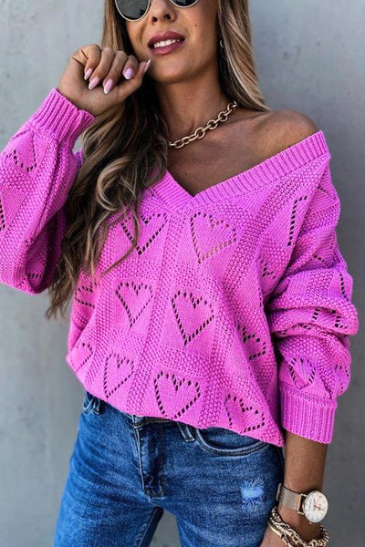 Heart Hollow V Neck Sweater