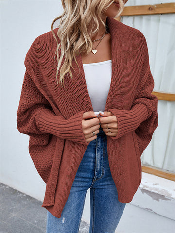 Temperament Commuter Solid Color Knit Cardigan Ladies Sweater-Corachic