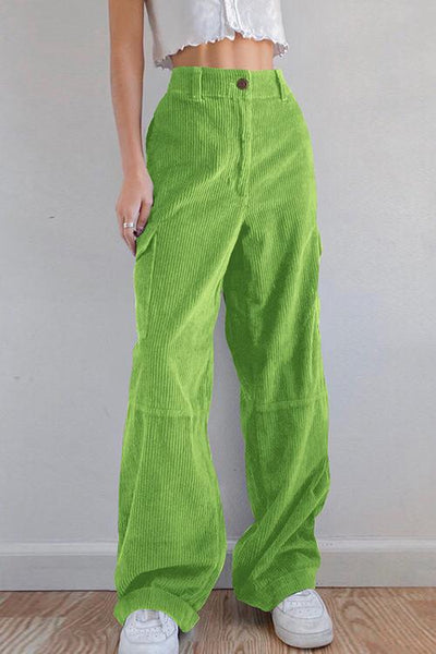 Pockets Corduroy Bell Pants - girlyrose.com