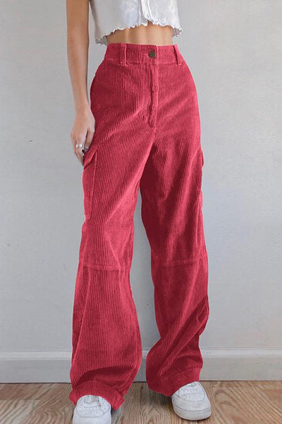 Pockets Corduroy Bell Pants - girlyrose.com