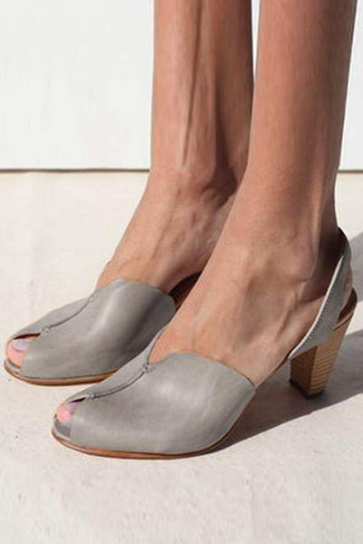 Plain Peep Toe Casual Date Sandals - girlyrose.com