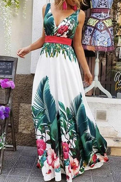 Floral Print Sleeveless Maxi Dress - girlyrose.com