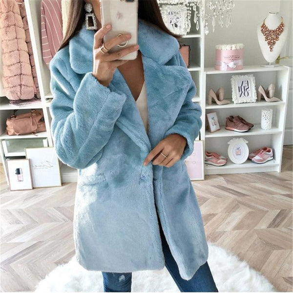 Warm Turndown Collar Solid Coats-Corachic