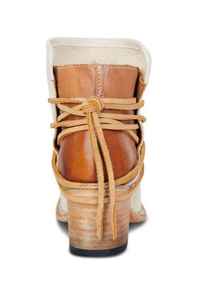 Lace Up Chunky Heels Ankle Boots - girlyrose.com