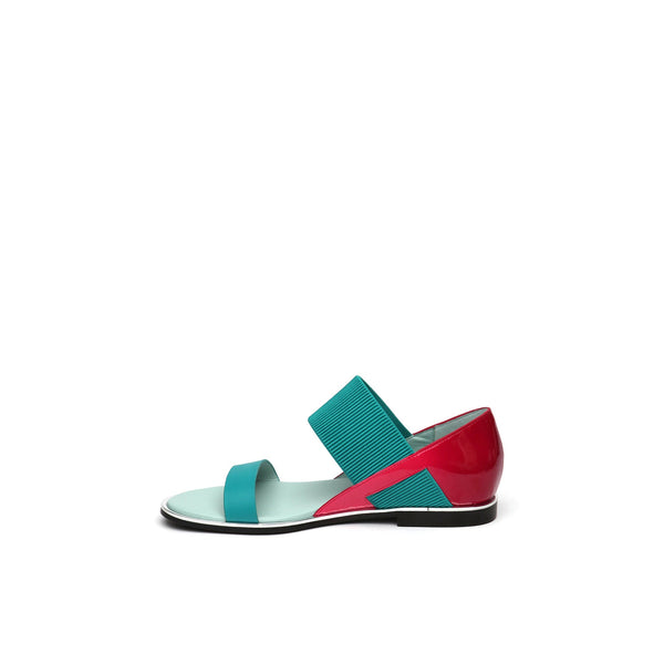 JADY ROSE | STRAP-DETAIL LEATHER SANDAL - TEAL