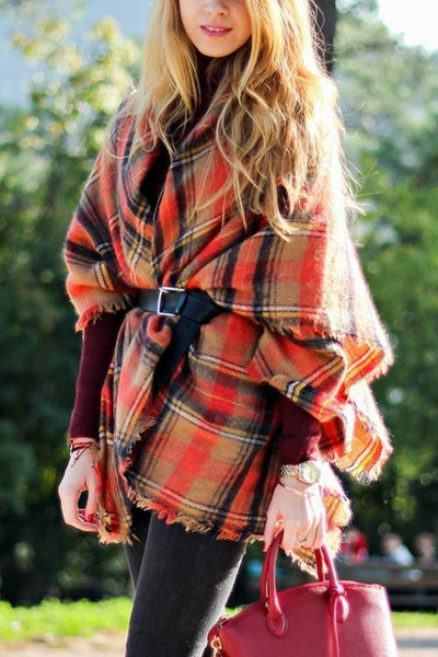 Plaid Shawl Scarf - girlyrose.com