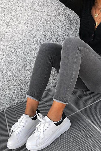 Lace Up White Sneakers - girlyrose.com