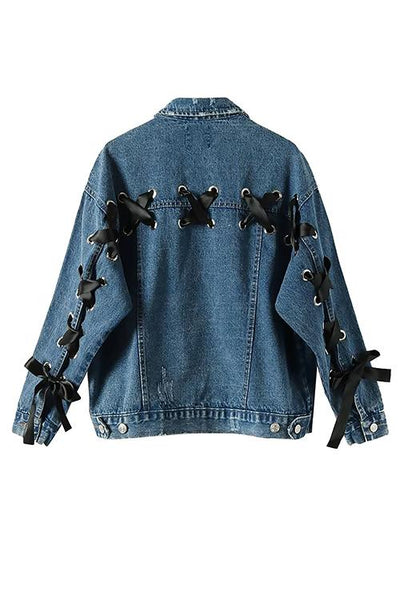 Lace Up Denim Jackets - girlyrose.com