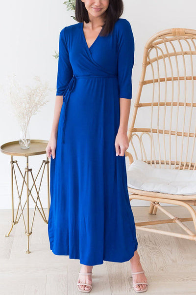 Solid Wrap Maxi Dress