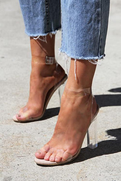 Clear High Heel Sandals - girlyrose.com