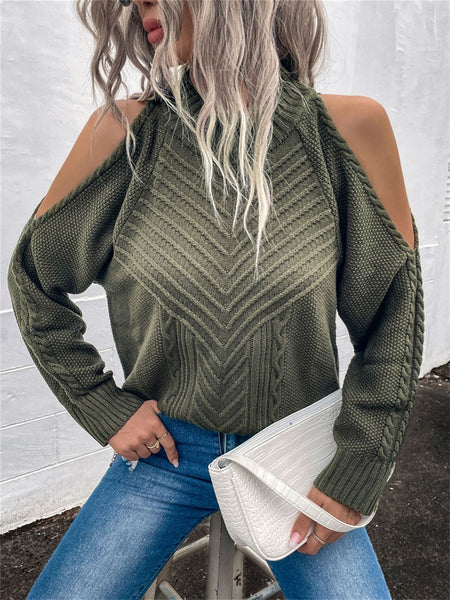Loose Off-the-shoulder Solid Color Casual Sweater-Corachic