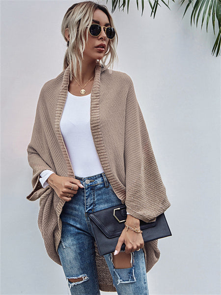 Contrast Shawl Knitted Cardigan Sweater-Corachic