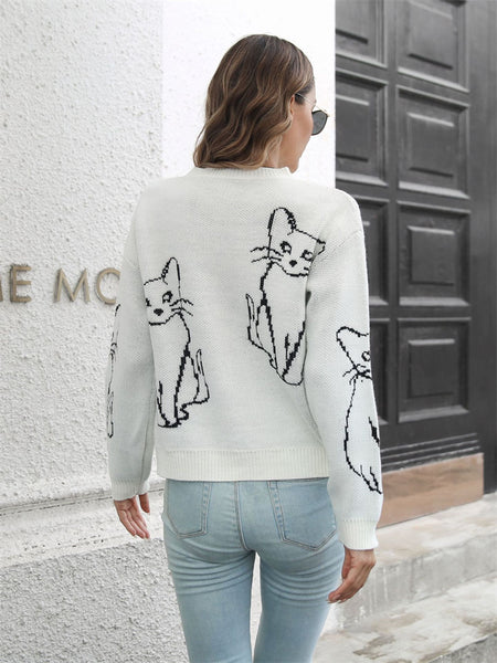 Women's Round Neck Animal Motifs Knitting Sweater-Corachic