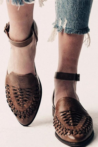 Woven Hollow Pointed Flats - girlyrose.com