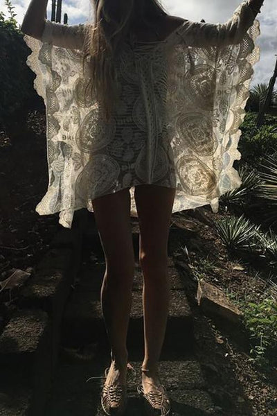 Lace Up Loose Mini Cover Dress - girlyrose.com