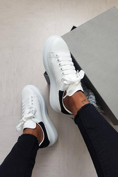 Lace Up White Sneakers - girlyrose.com