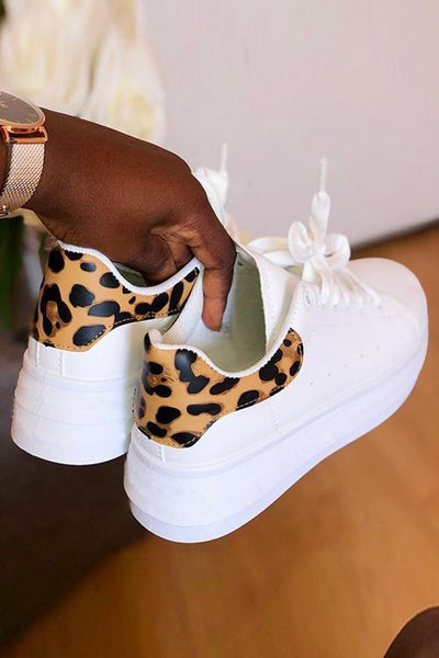 Leopard Platform Lace Up Sneakers