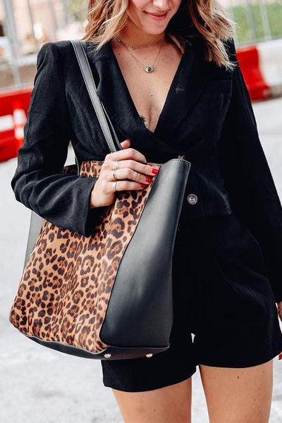 Leopard Patchwork Shoulder Bag - girlyrose.com