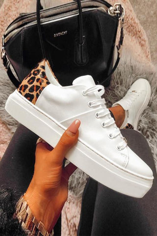 Leopard Platform Lace Up Sneakers