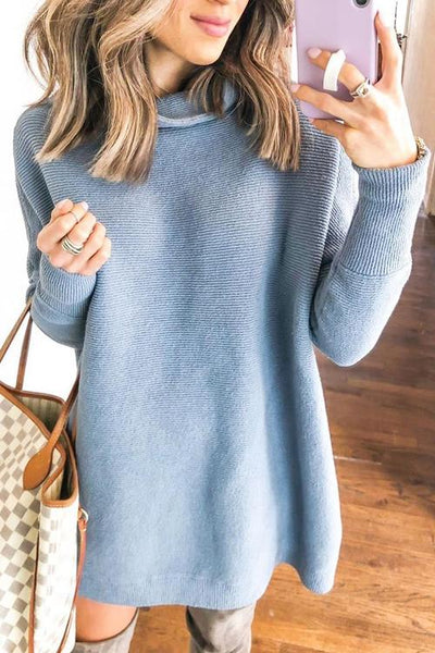 High Collar Mini Sweater Dress - girlyrose.com