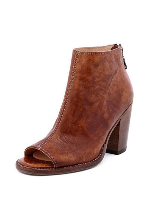 Peep Toe Zipper High Heel Boots - girlyrose.com