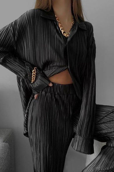 Pleated Oversized Shirt and Trouser Set