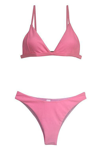 Simple Solid Bikini Set - girlyrose.com