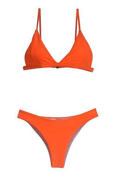 Simple Solid Bikini Set - girlyrose.com