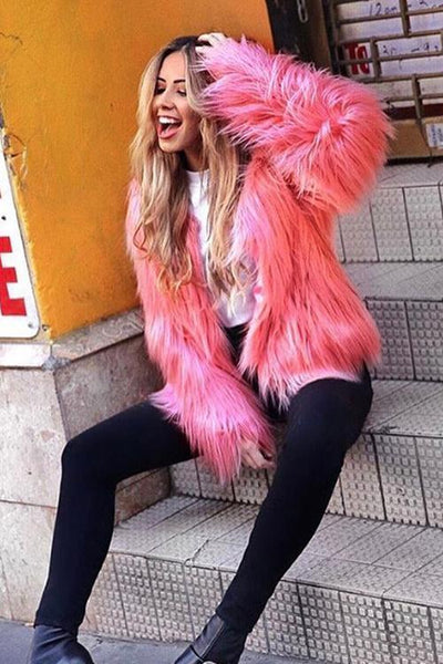 Faux Fur Coat - girlyrose.com