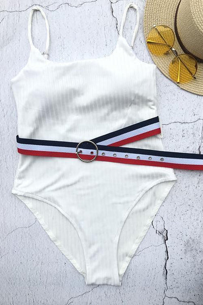 Solid One Piece Swimsuit - girlyrose.com