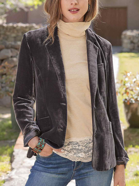 Women'S Retro Velvet Long Sleeve Coat