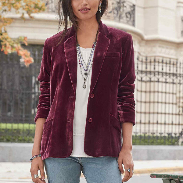 Women'S Retro Velvet Long Sleeve Coat