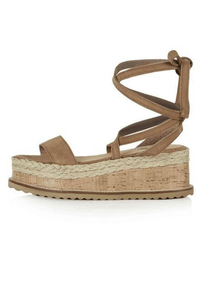 Lace Up Straw Wedges Sandals - girlyrose.com