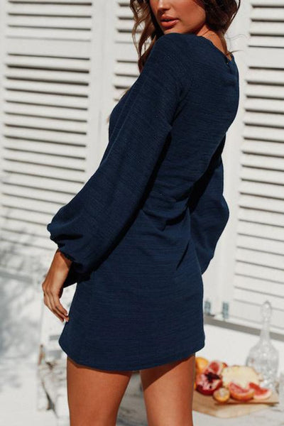 Knot Long Sleeve Mini Dress - girlyrose.com