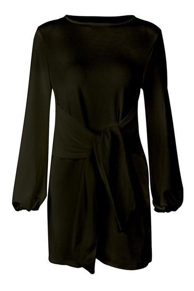 Knot Long Sleeve Mini Dress - girlyrose.com