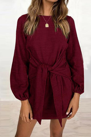 Knot Long Sleeve Mini Dress - girlyrose.com
