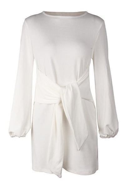 Knot Long Sleeve Mini Dress - girlyrose.com