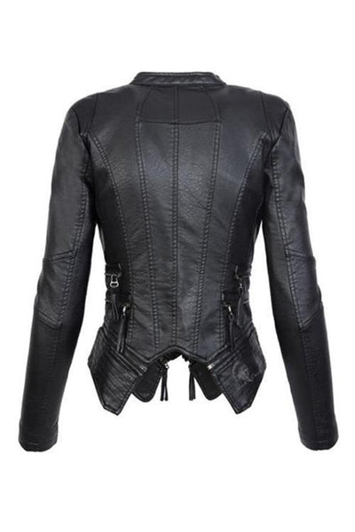 Zipper Slim Leather Jackets - girlyrose.com