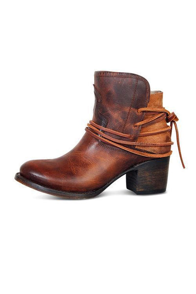 Lace Up Chunky Heels Ankle Boots - girlyrose.com