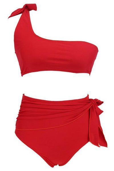 Tie Decor High Waist Bikini Set - girlyrose.com