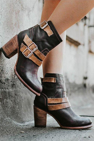 High Heel Belt Buckles Ankle Boots - girlyrose.com